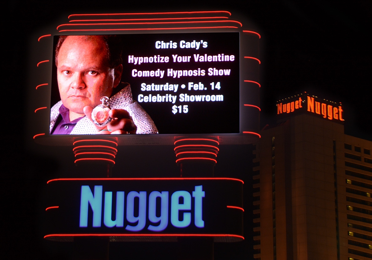 valentines day hypnotist show in reno sparks at john ascuagas nugget  chris cady marquee 